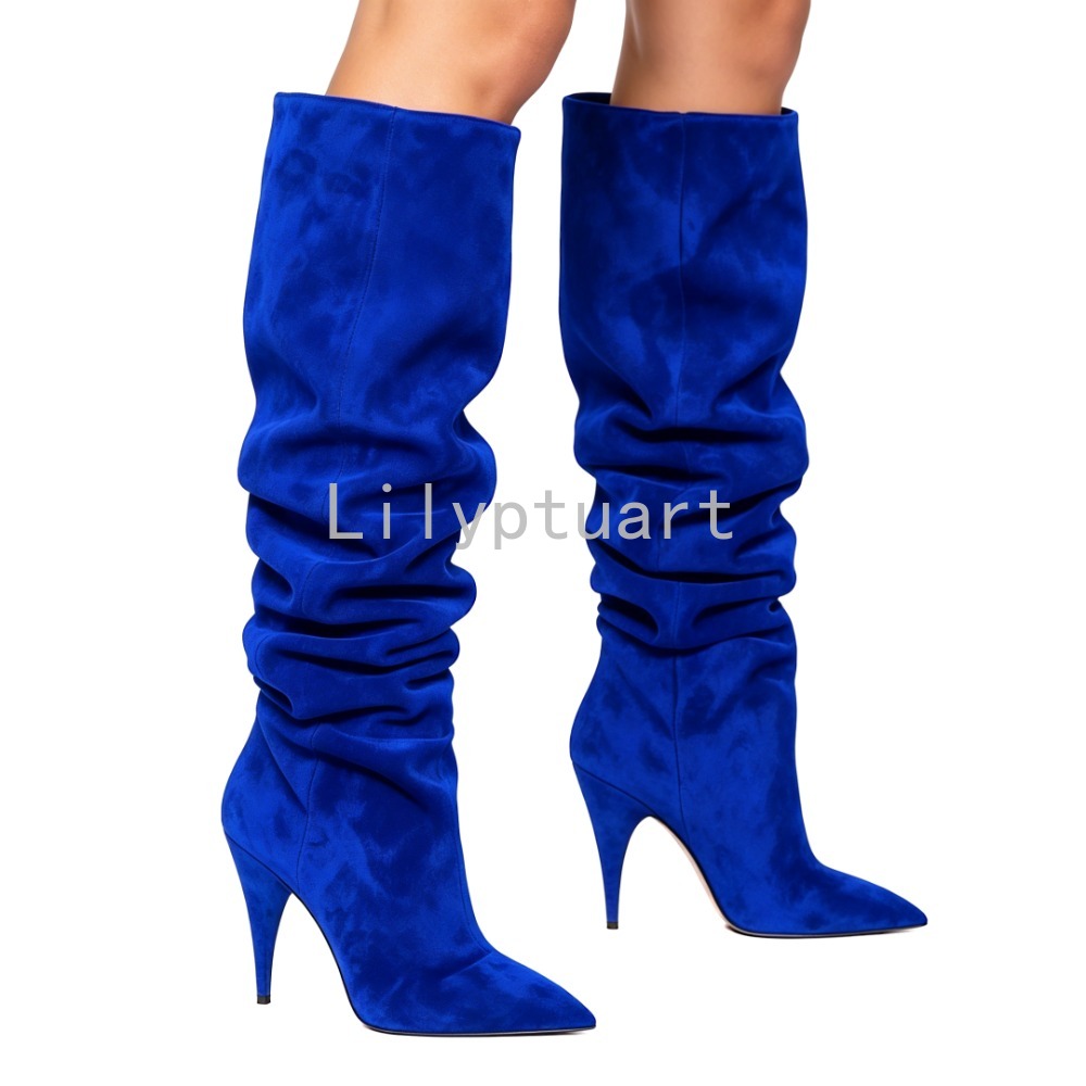 Sewing Fleece - Bottes hautes en daim bleu pour