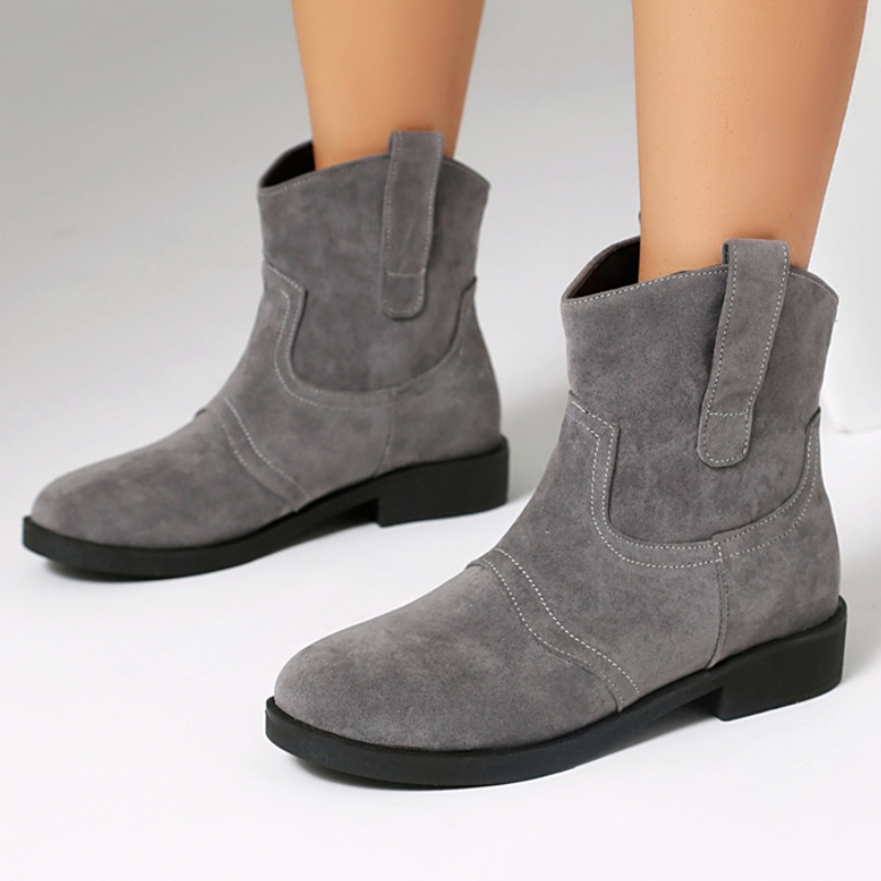 Sewing Fleece - Bottines grises pour femmes, chaussures d'hiver