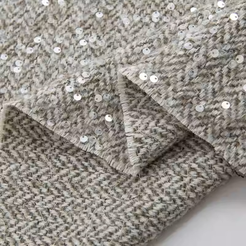 Sewing Tweed Fabric - Tissu Tweed en laine tressée teint