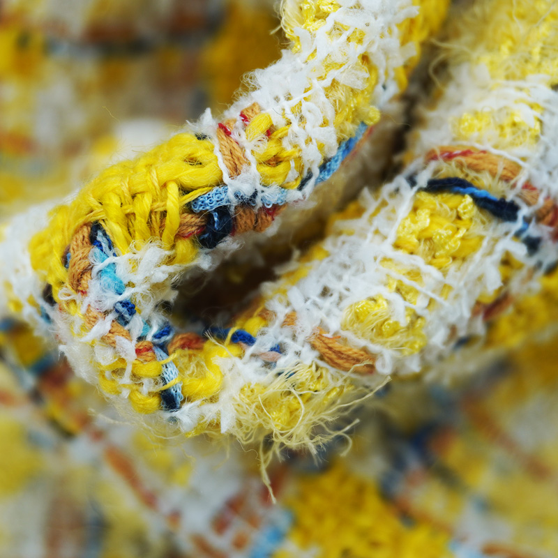 Tissu Bouclé Jaune Multicolore - Sewing Tweed Fabric avis et prix