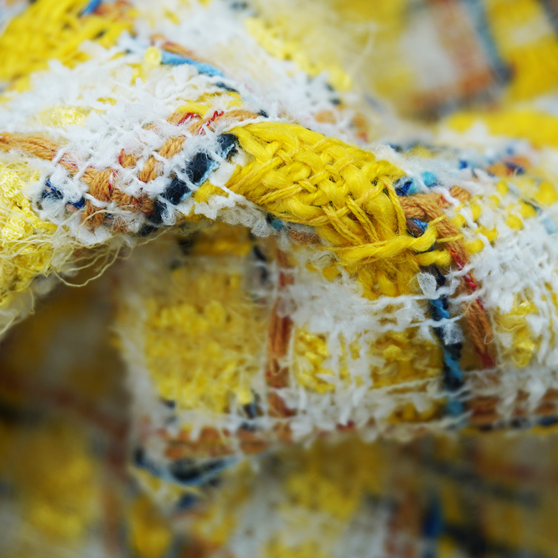 Tissu Bouclé Jaune Multicolore - Sewing Tweed Fabric avis et prix