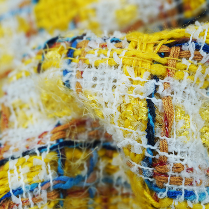 Tissu Bouclé Jaune Multicolore - Sewing Tweed Fabric avis et prix