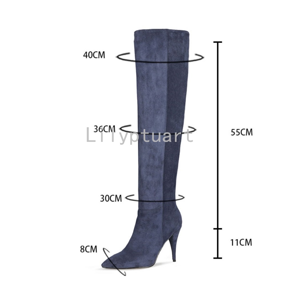 Bottes hautes en daim bleu pou - Sewing Fleece avis et prix