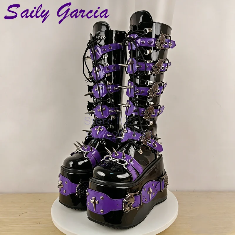 Bottes hautes punk à rivets tê - Sewing Zipper avis et prix