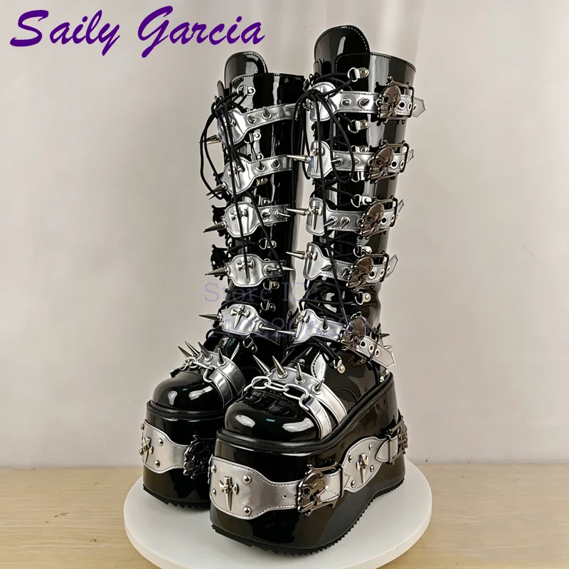 Bottes hautes punk à rivets tê - Sewing Zipper avis et prix
