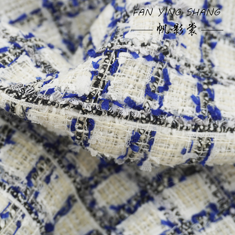 Bleu noir Plaid papillon gaze  - Sewing Tweed Fabric avis et prix