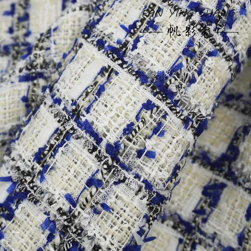 Bleu noir Plaid papillon gaze  - Sewing Tweed Fabric avis et prix