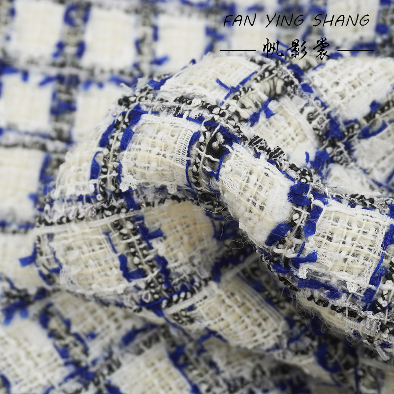 Bleu noir Plaid papillon gaze  - Sewing Tweed Fabric avis et prix