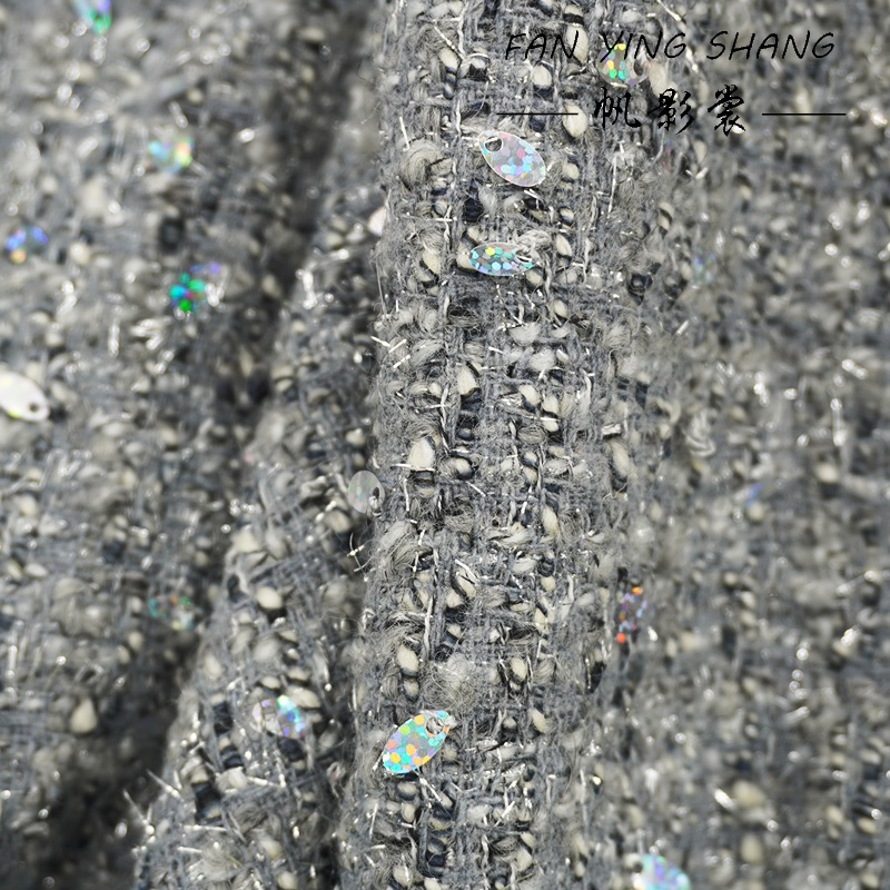 2025 mode gris paillettes lain - Sewing Tweed Fabric avis et prix