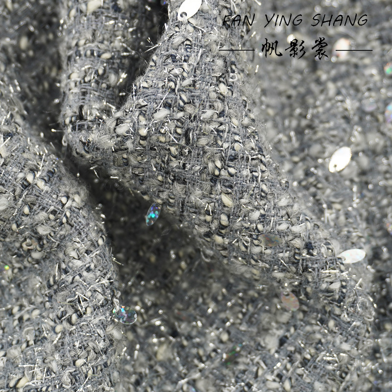 2025 mode gris paillettes lain - Sewing Tweed Fabric avis et prix