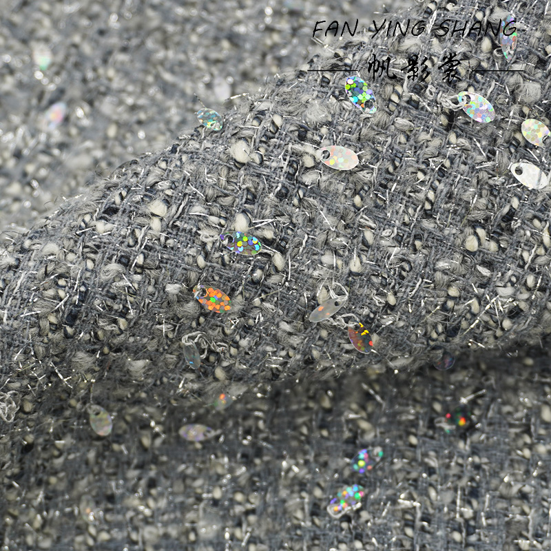2025 mode gris paillettes lain - Sewing Tweed Fabric avis et prix